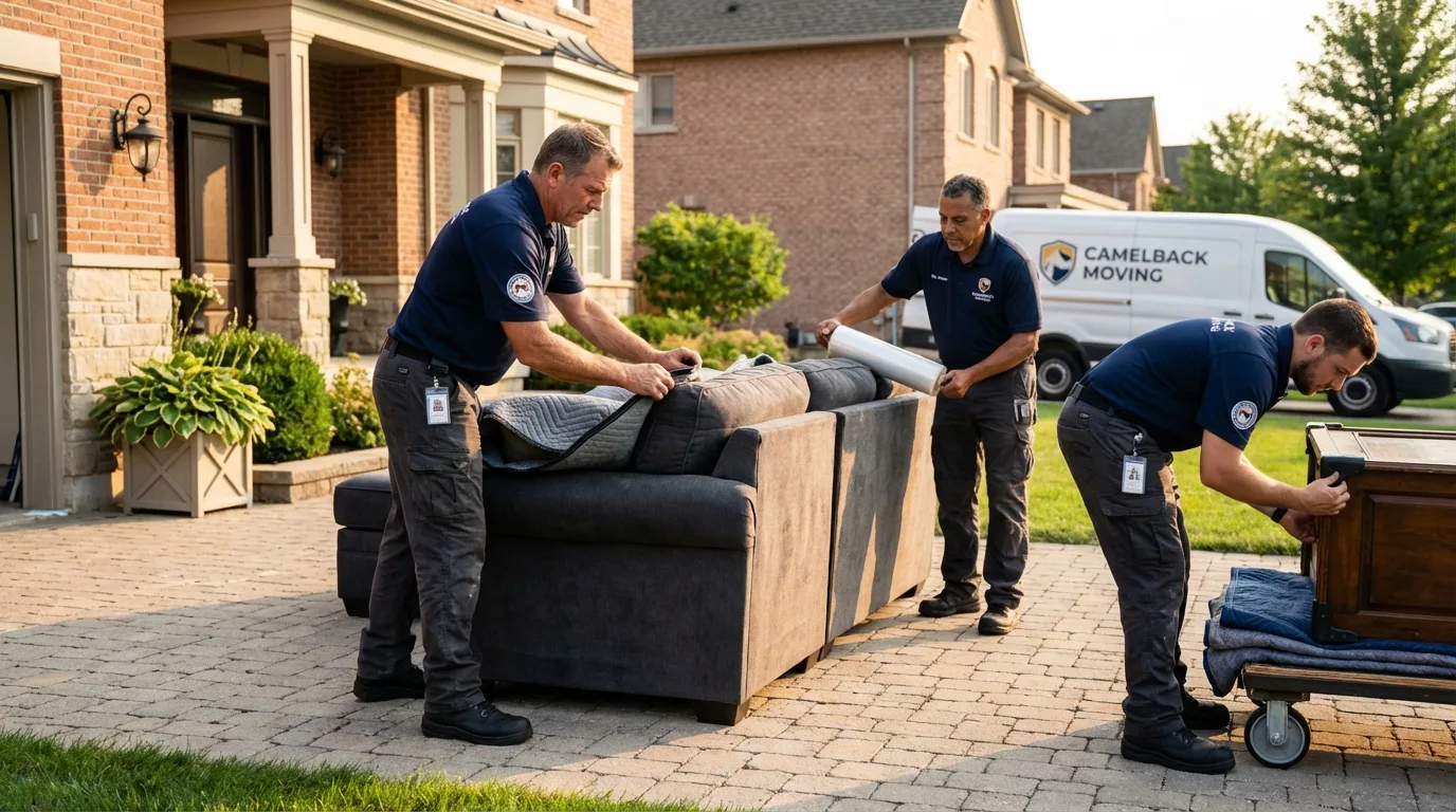 Large estate moving crew wrapping furniture in Waldport, OR